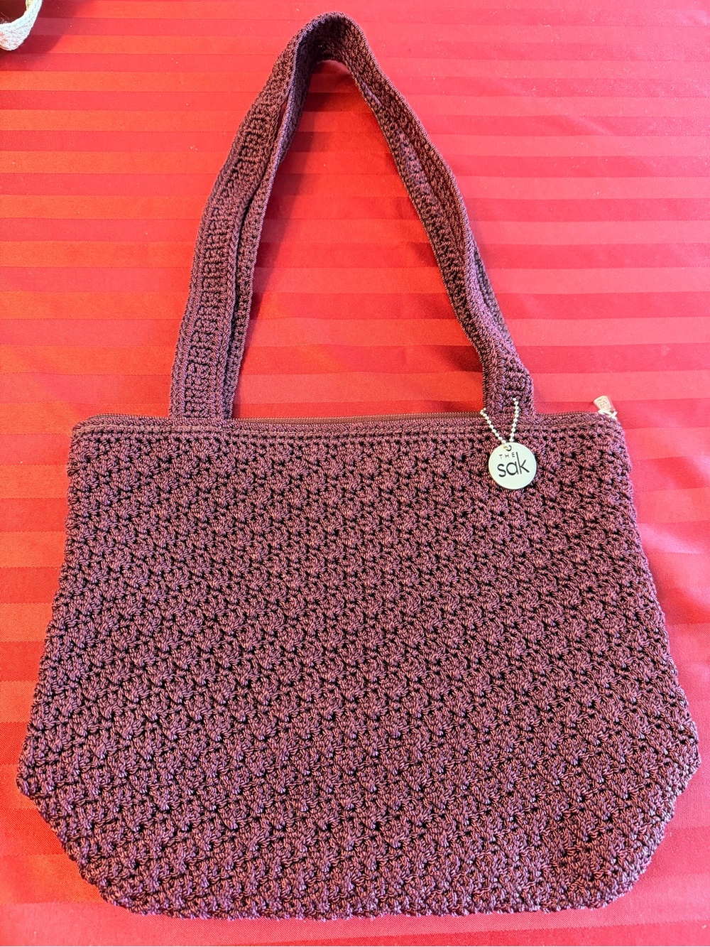 The Sak Crochet Tote Bag in Plum